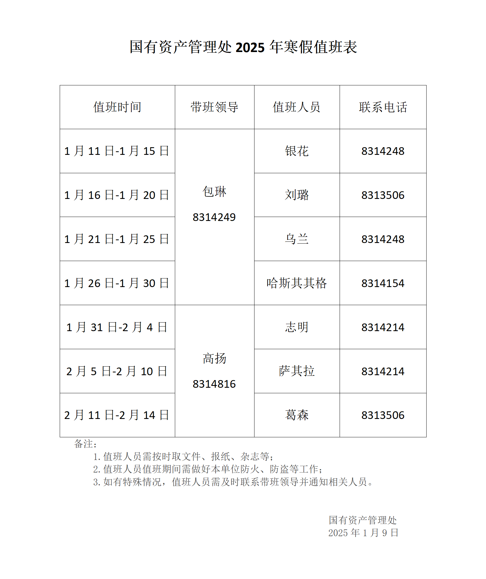 国有资产管理处2025年寒假值班表.png
